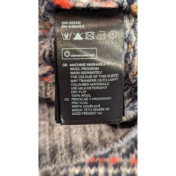 Mauritz Archive H&M Men Elbow Patch Knitted Fair Isle Sweater Multicolor Size La - Picture 11 of 13